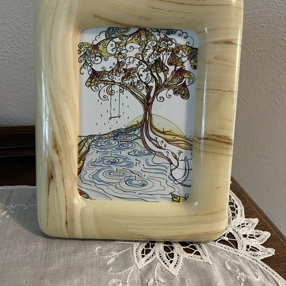 Artistic Tree Design in Vintage Cream Repurposed Frame - Picture 1 of 5